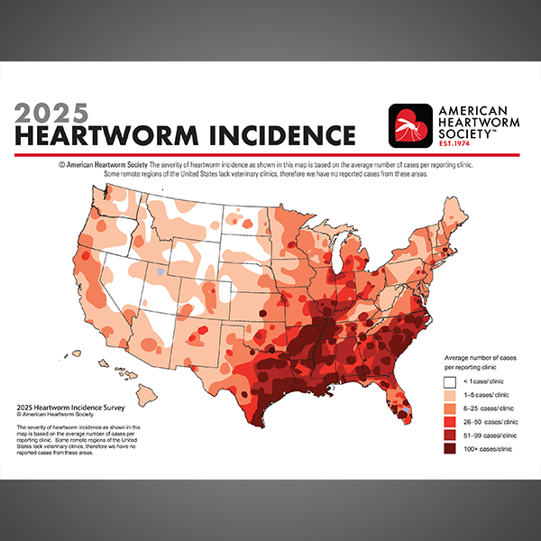 2025 Heartworm Incidence Map
