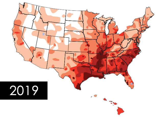 2019 Heartworm Incidence Map